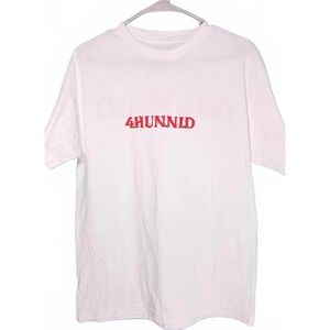 4Hunnid‎ 4Forever White T-Shirt Red Embroidered Logo Floral Detail Mens Medium